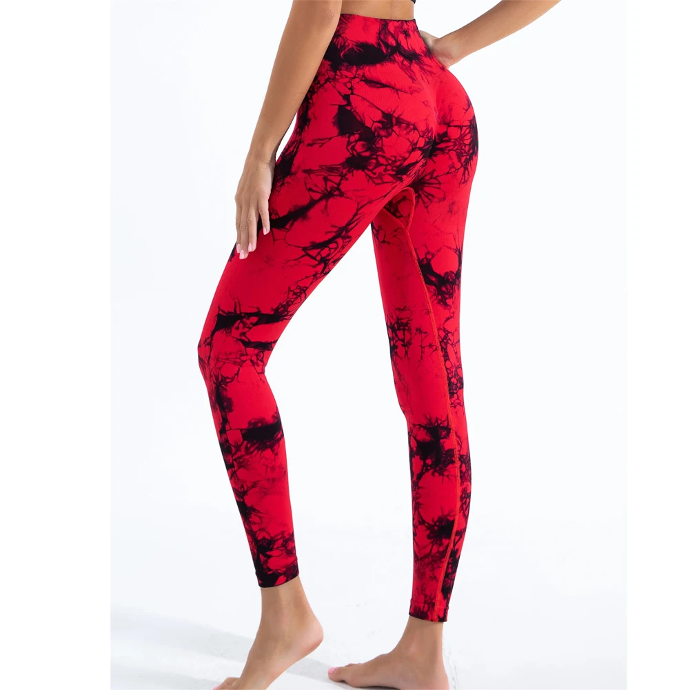 Bezszwowe legginsy tie-dye damskie do jogi z wysokim stanem Kolba