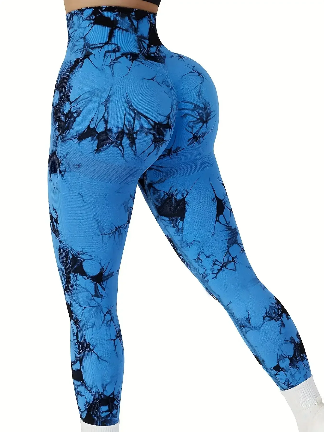 Bezszwowe legginsy tie-dye damskie do jogi z wysokim stanem Złoto