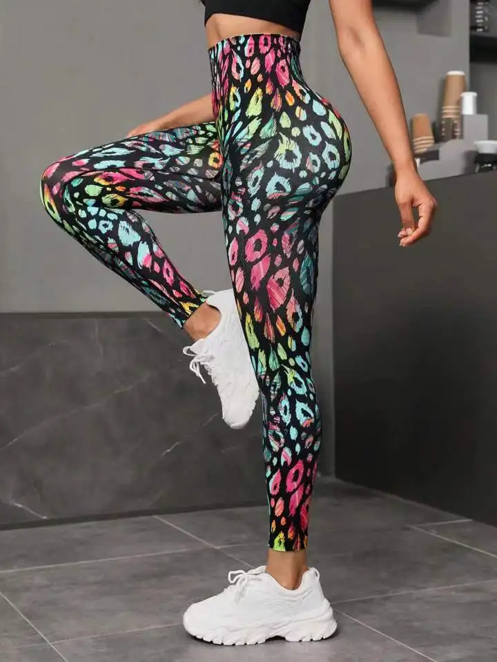 Bezszwowe spodnie do jogi push up z efektem tie-dye Color 2