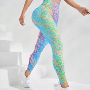 Bezszwowe spodnie do jogi push up z efektem tie-dye Color 3