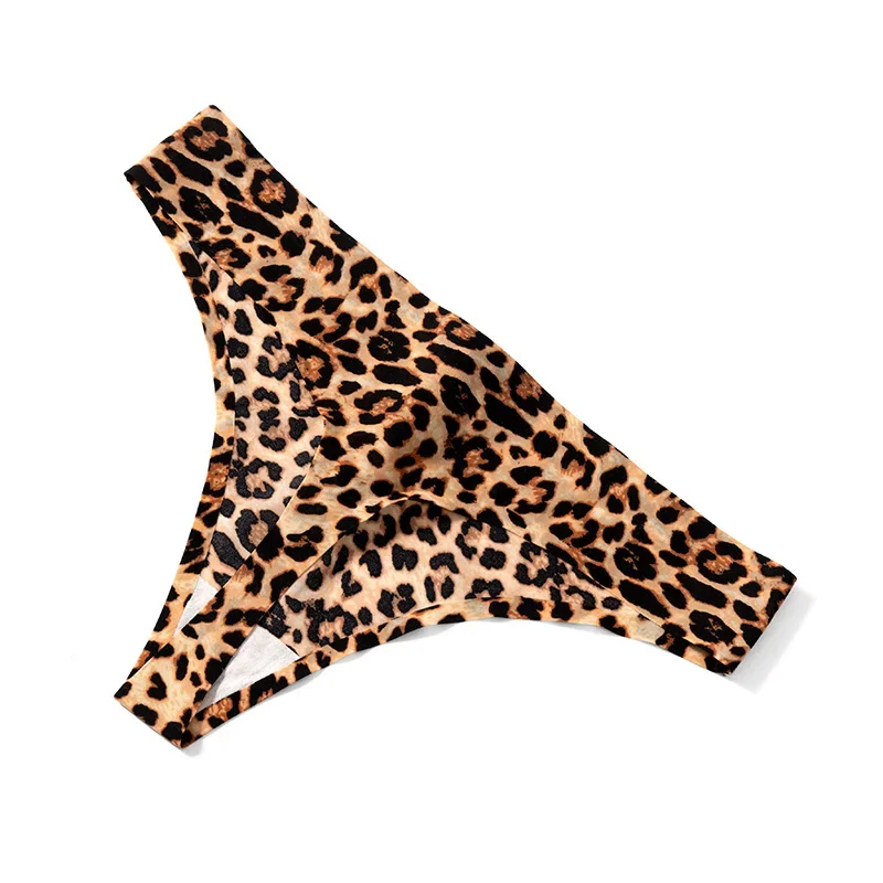 Bezszwowe stringi damskie bielizna leopard 3 sztuki Czarny