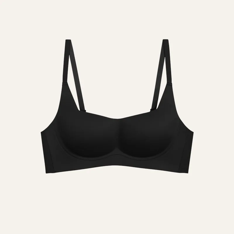 Bezszwowy biustonosz bez fiszbin dla małego biustu Czarny