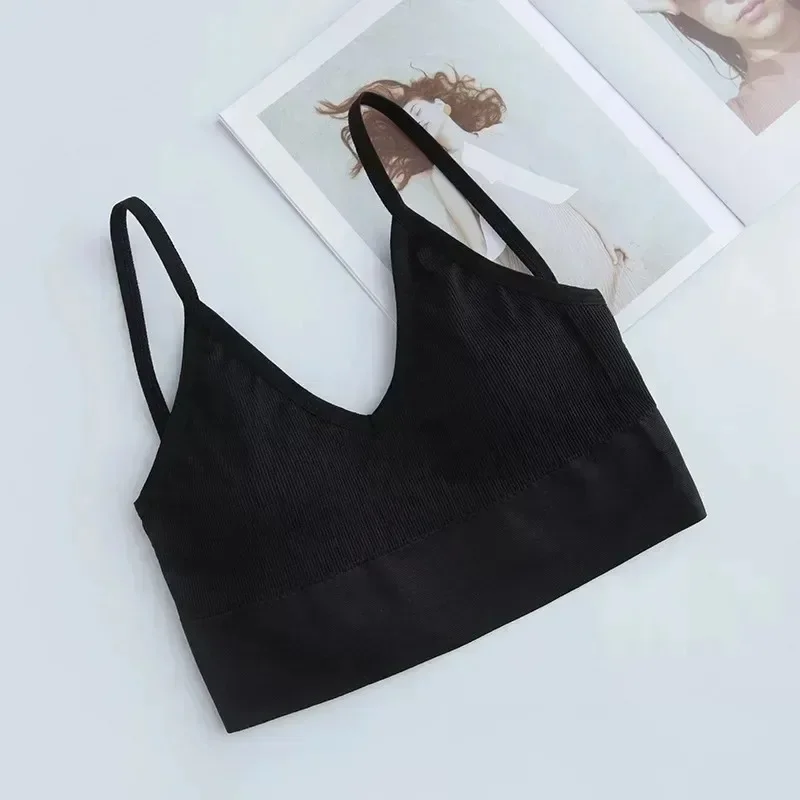 Bezszwowy biustonosz push-up bralette bez ramiączek z wkładkami Czarny