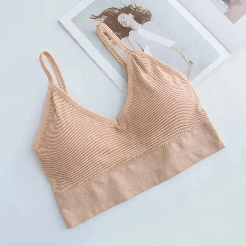 Bezszwowy biustonosz push-up bralette bez ramiączek z wkładkami Niebieski