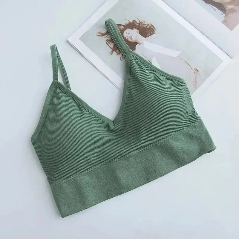Bezszwowy biustonosz push-up bralette bez ramiączek z wkładkami Zielony