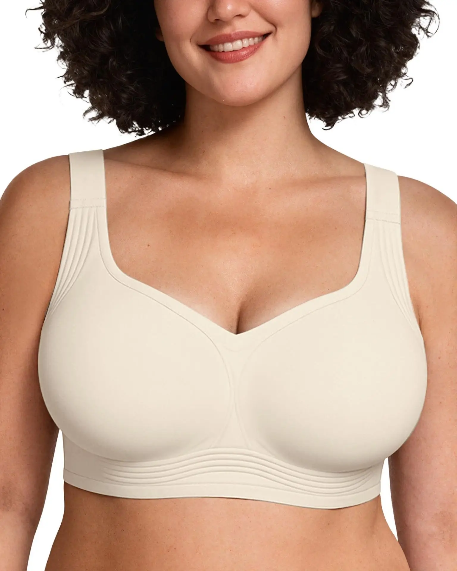 Bezszwowy biustonosz bezfiszbinowy plus size z zapięciem z tyłu Biały