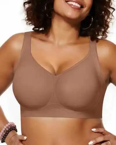Bezszwowy biustonosz bezfiszbinowy plus size z zapięciem z tyłu Czerwony