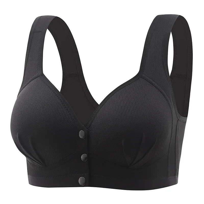 Bezszwowy biustonosz plus size zapinany z przodu Czarny