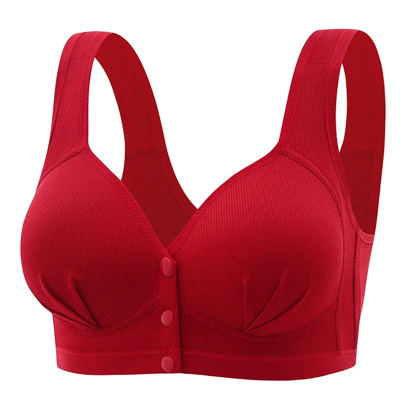 Bezszwowy biustonosz plus size zapinany z przodu Czerwony