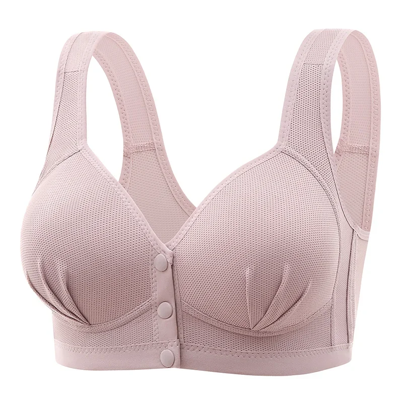 Bezszwowy biustonosz plus size zapinany z przodu Fioletowy