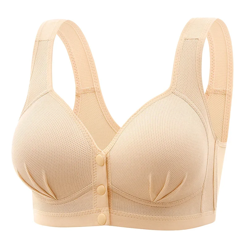 Bezszwowy biustonosz plus size zapinany z przodu Nagi