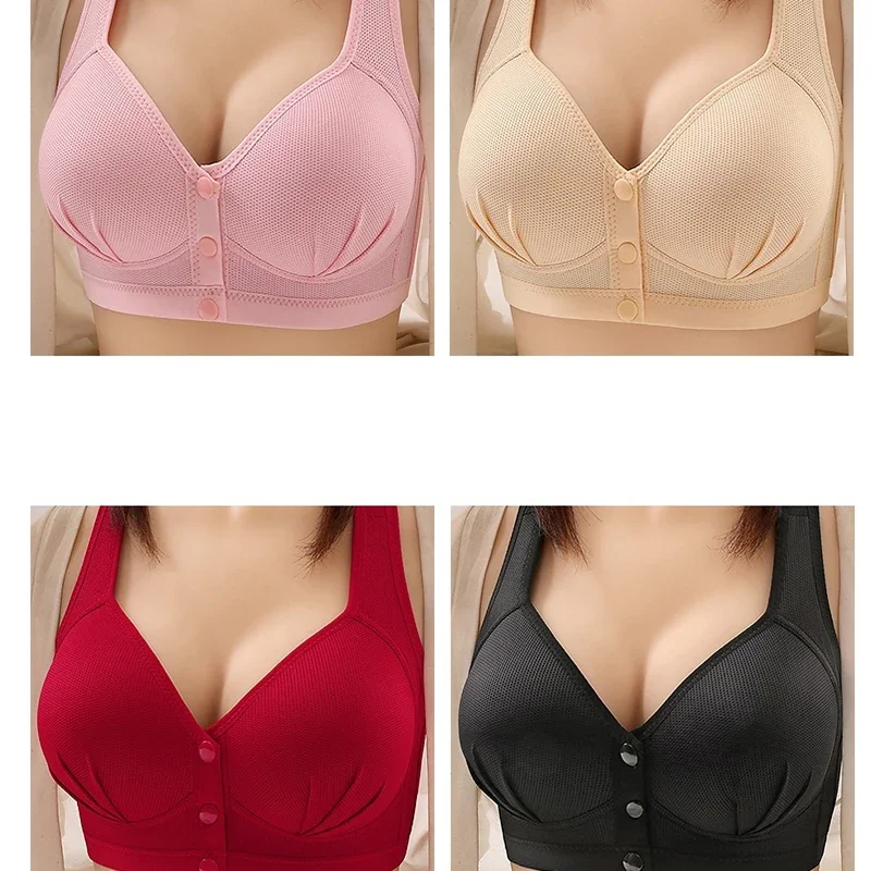 Bezszwowy biustonosz plus size zapinany z przodu Niebieski