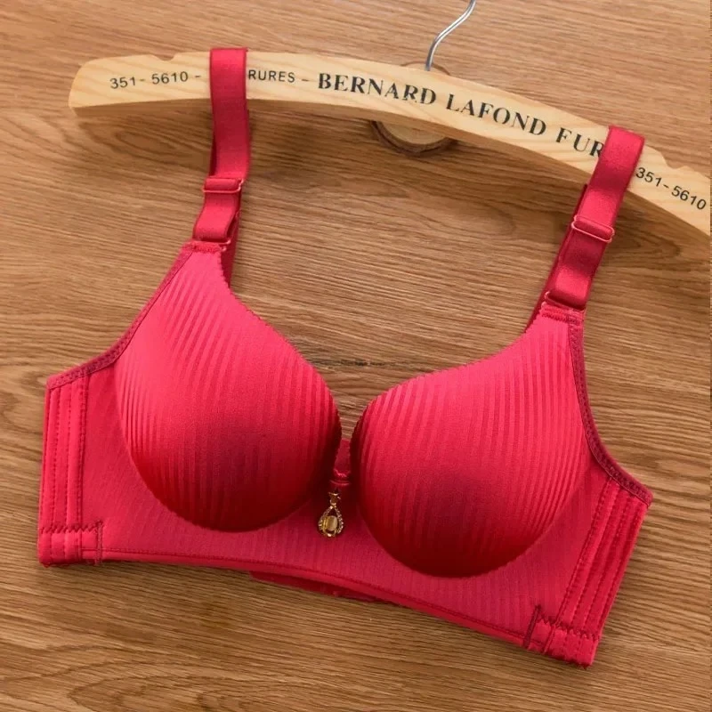 Bezszwowy biustonosz push-up 8 cm wkładki bez fiszbinów Brązowy