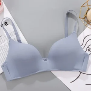 Bezszwowy biustonosz push-up bez fiszbin Niebieski