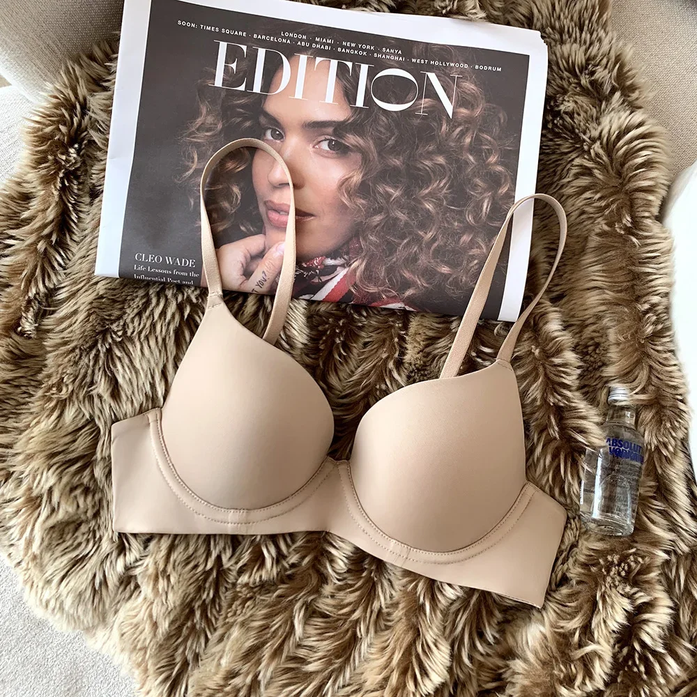 Bezszwowy biustonosz push-up z miseczką 3/4, miękki bralette Beżowy