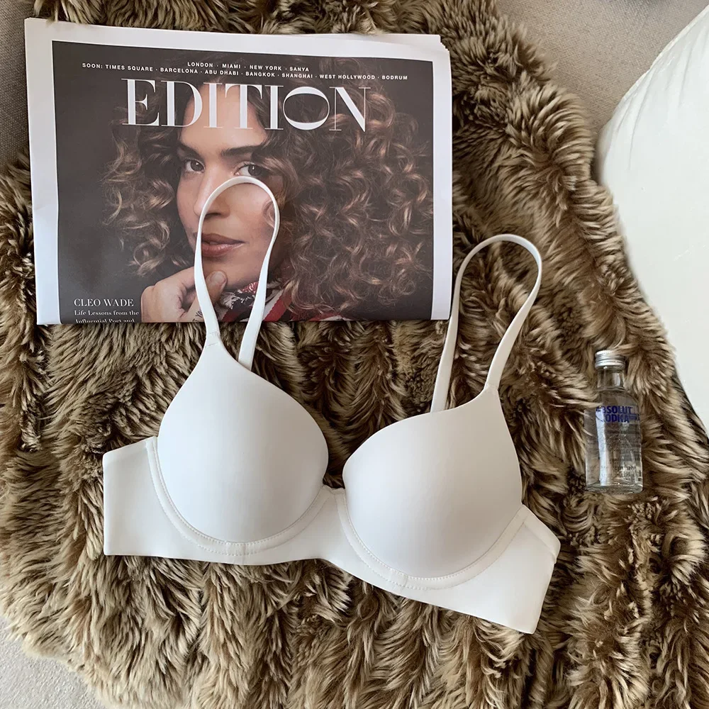 Bezszwowy biustonosz push-up z miseczką 3/4, miękki bralette Biały