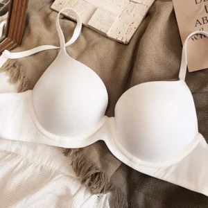 Bezszwowy biustonosz push up plus size z głębokim dekoltem V Biały