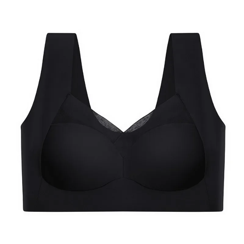 Damski bezszwowy biustonosz bralette push-up z lodowego jedwabiu Błękitny