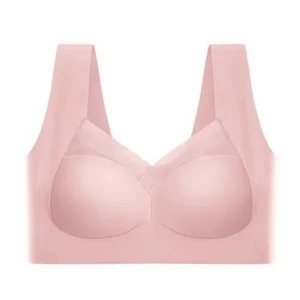 Damski bezszwowy biustonosz bralette push-up z lodowego jedwabiu Khaki
