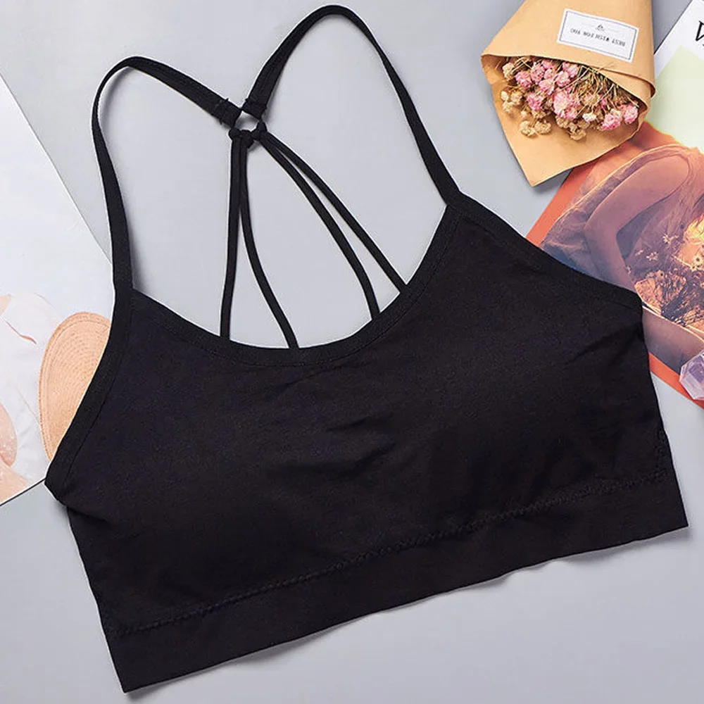 Bezszwowy crop top sportowy z szerokimi ramiączkami Beżowy