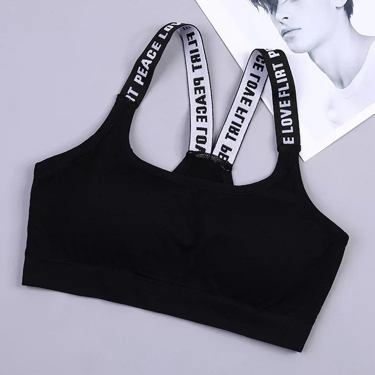 Bezszwowy sportowy biustonosz push-up do fitnessu Czarny 7008