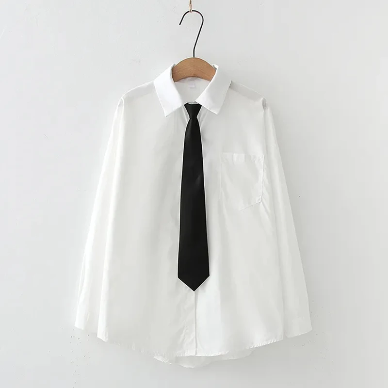 Biała koszula JK damska z długim rękawem styl preppy Biały