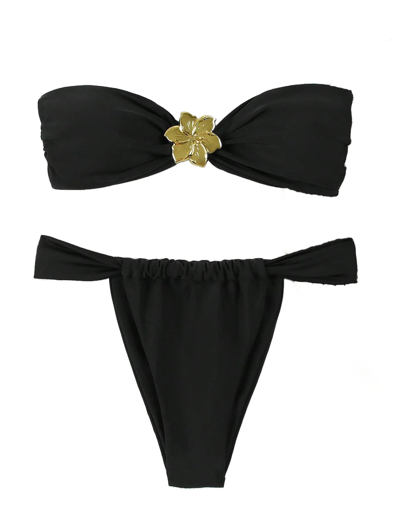 Bikini bandeau push-up z brazylijskimi stringami Beżowy