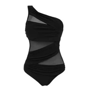 Bikini body z siateczki i wycięciami, czarne Czarny