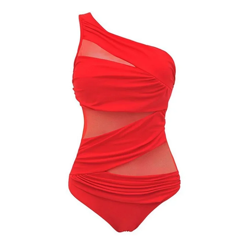 Bikini body z siateczki i wycięciami, czarne Czerwony