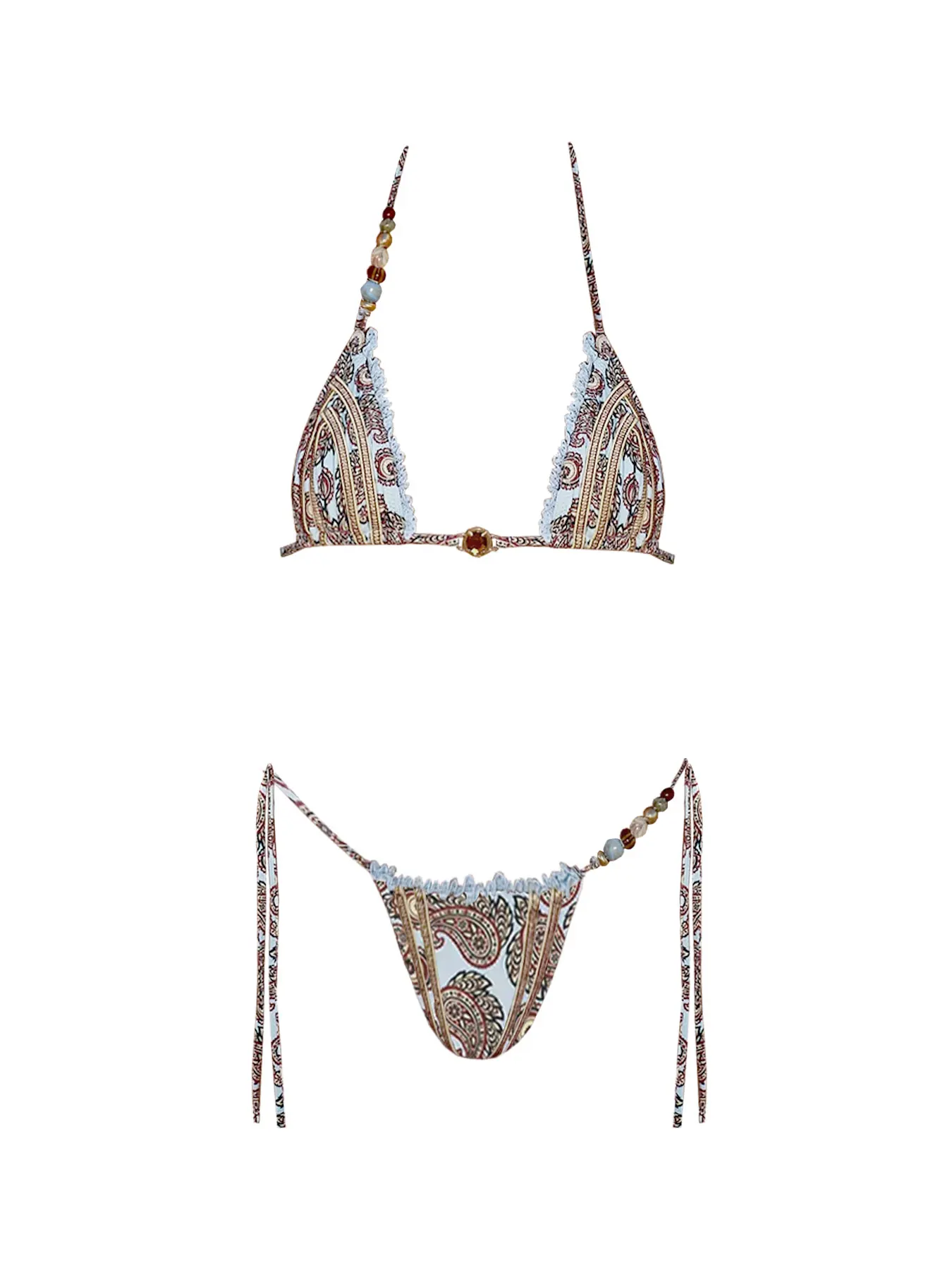 Strój kąpielowy bikini boho ze wzorem paisley Szary