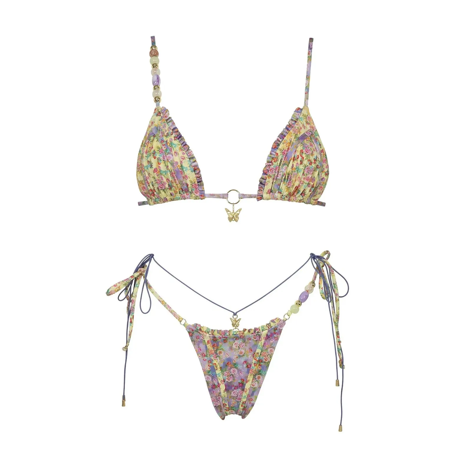 Strój kąpielowy bikini boho ze wzorem paisley Zielony