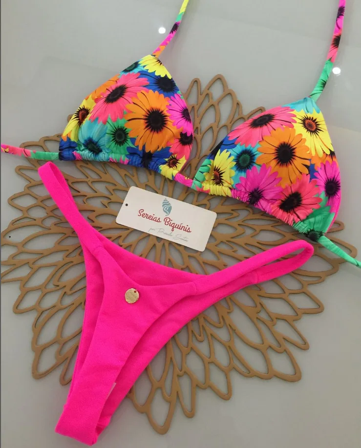 Bikini w cętki i paski — seksowny dwuczęściowy strój kąpielowy Imbir
