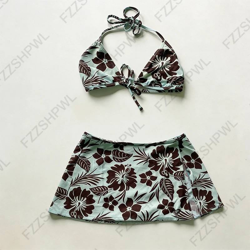 Dwuczęściowe bikini z kwiatowym nadrukiem i wiązaniem na szyi Kolba