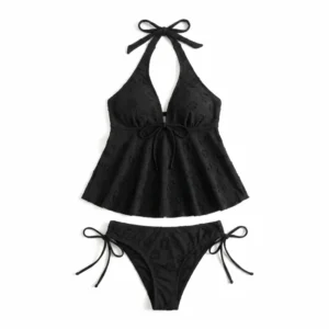 Bikini halter z dekoltem w serek, dopasowane Beżowy