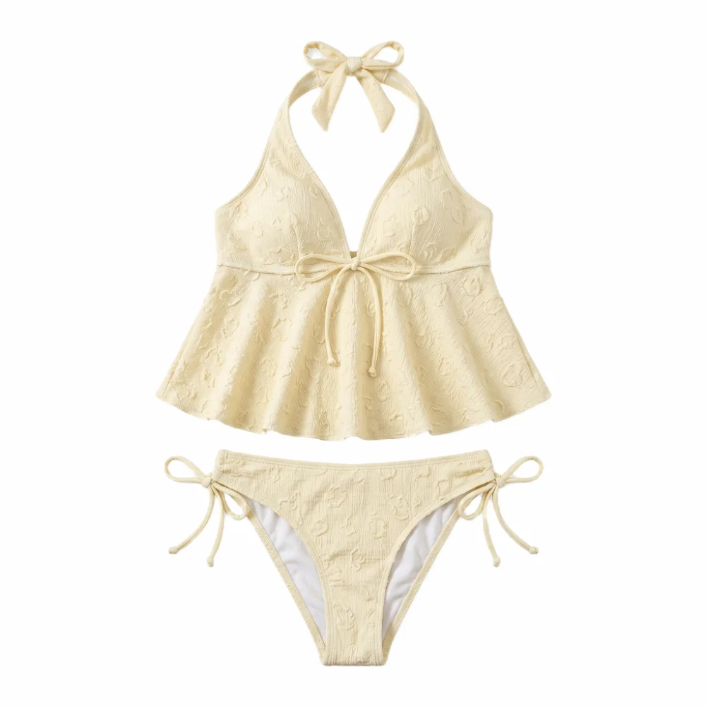 Bikini halter z dekoltem w serek, dopasowane Niebieski