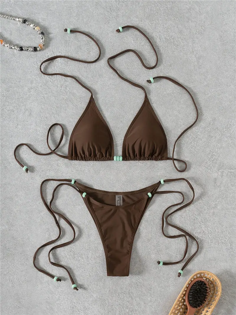 Bikini push-up z fiszbinami i wysokim stanem z wyściółką Złoto