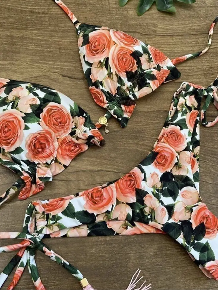 Bikini push-up z efektem unoszenia biustu Czerwony
