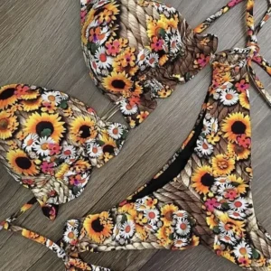 Bikini push-up z efektem unoszenia biustu żółty