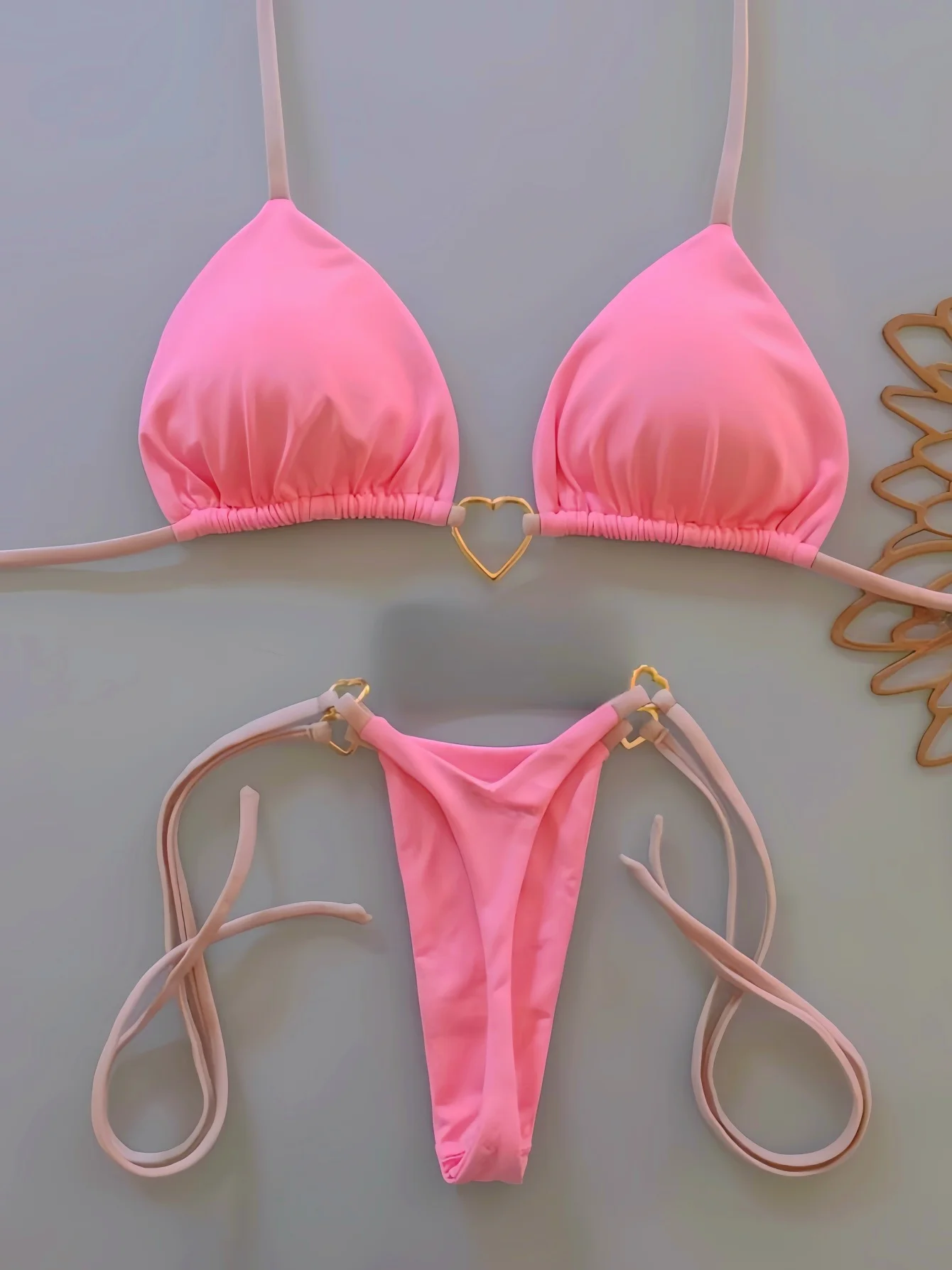 Bikini na ramiączkach z niskim stanem, jednolite Lawenda