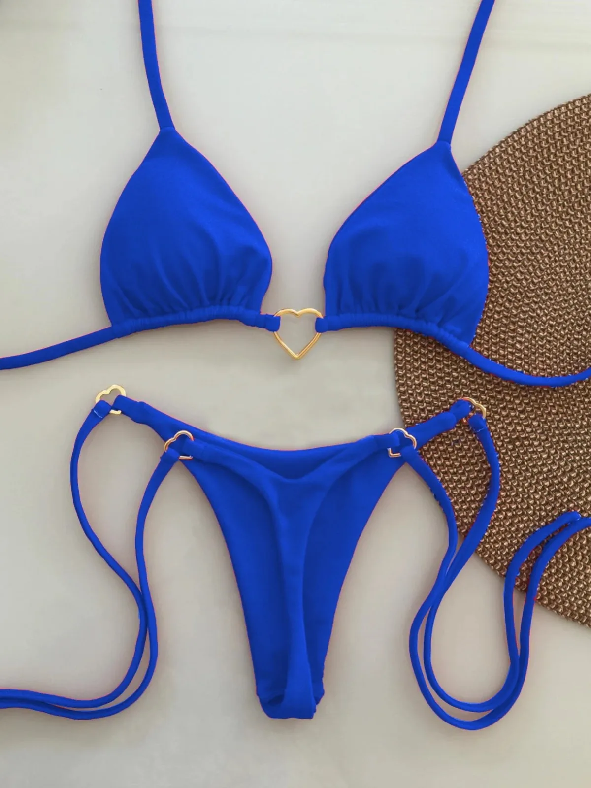 Bikini sznurowane z niską talią dwuczęściowy strój kąpielowy Brązowy