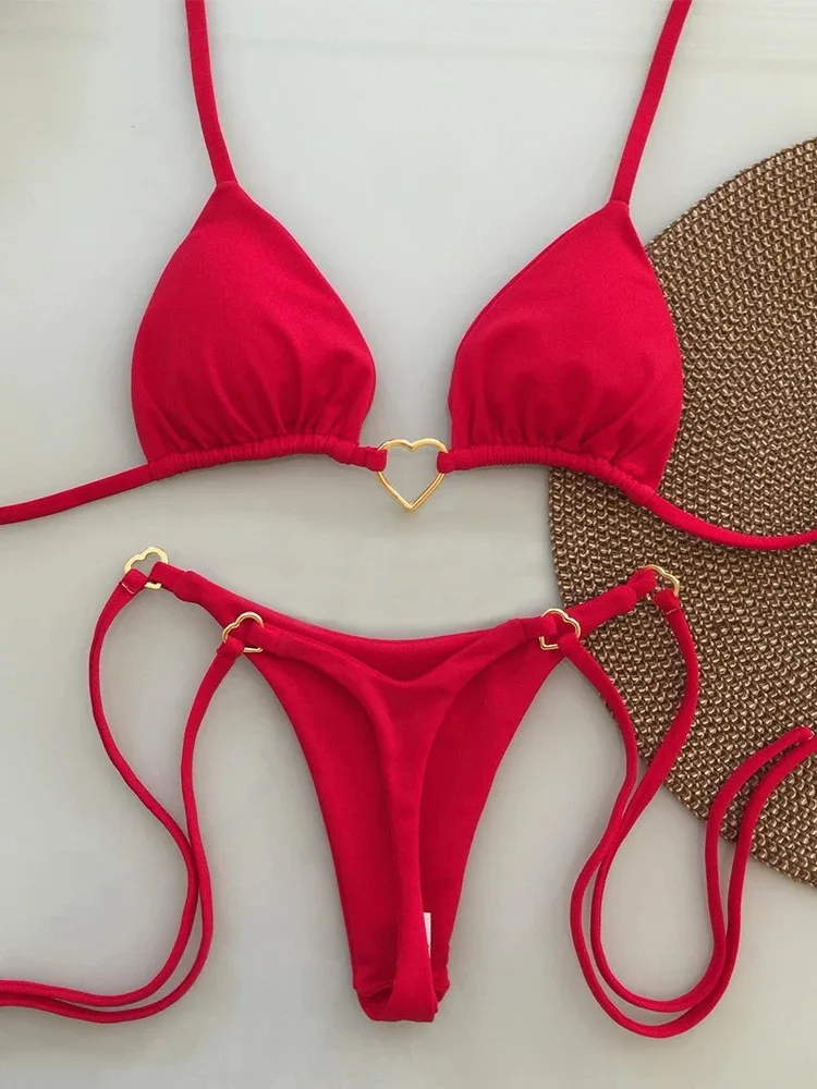Bikini sznurowane z niską talią dwuczęściowy strój kąpielowy Czarny