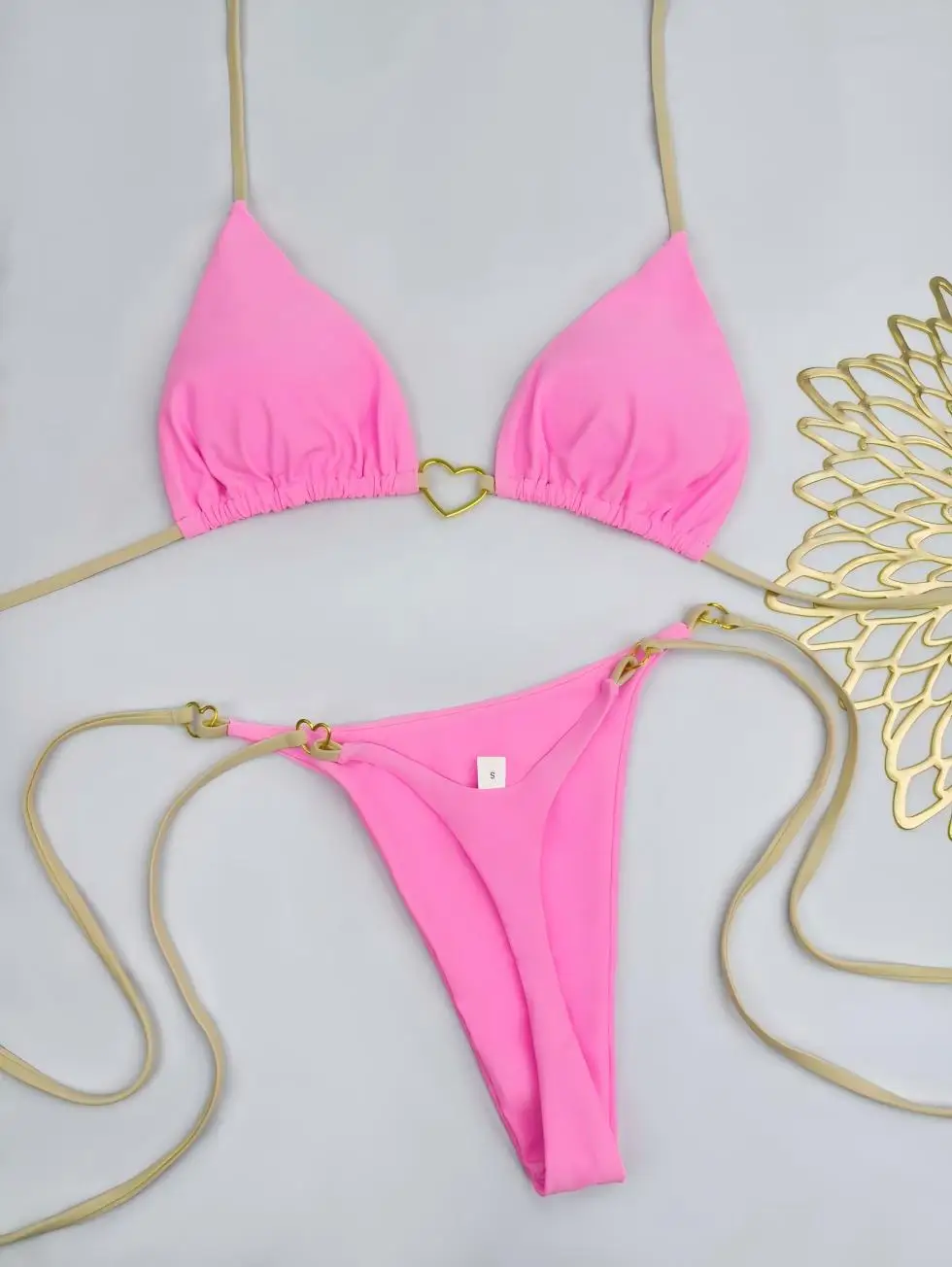 Bikini sznurowane z niską talią dwuczęściowy strój kąpielowy Szary