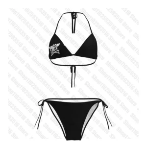 Bikini w stylu Y2K - mini strój kąpielowy z grafiką Czarny