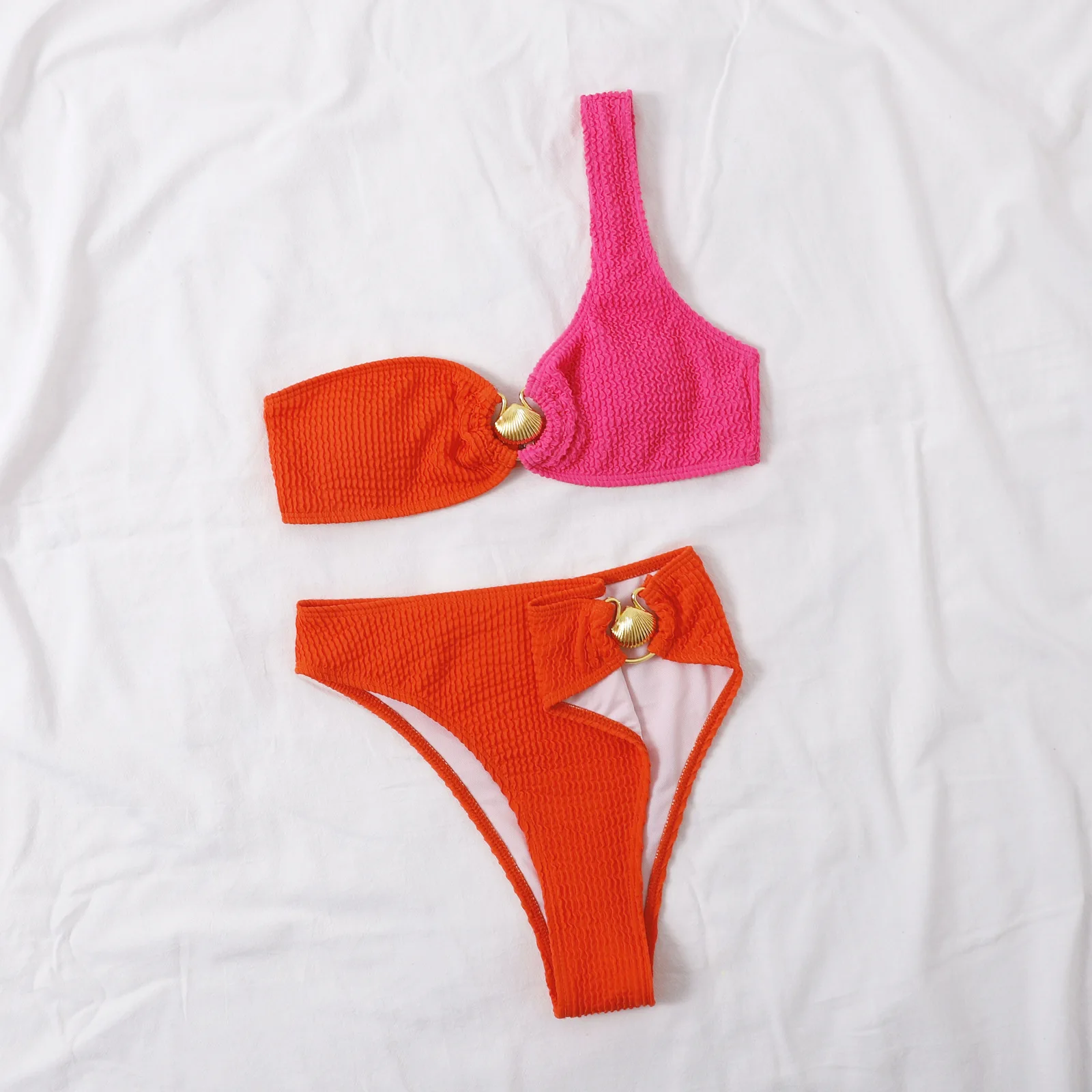 Bikini z cyrkoniami push-up luksusowy strój kąpielowy Szary
