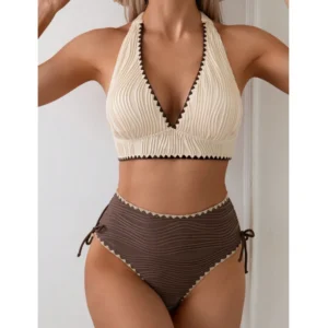 Bikini z wysokim stanem brazylijskie damskie morela Morela