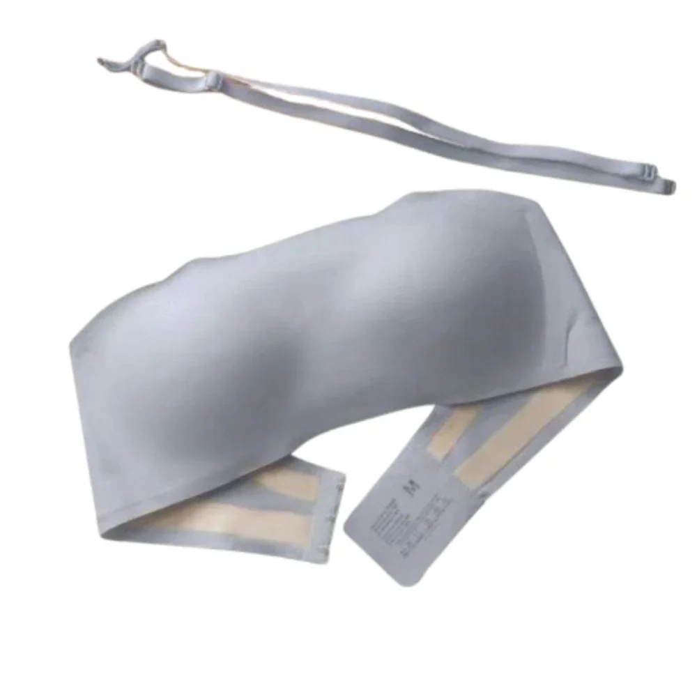 Biustonosz bez ramiączek push-up niewidoczny owijany Brązowy
