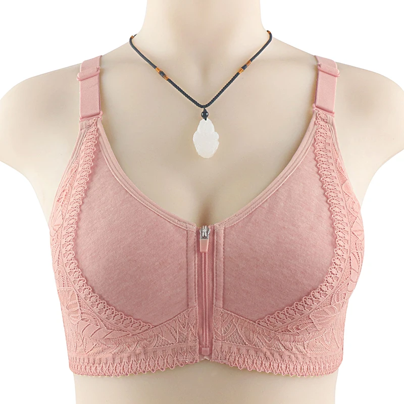 Biustonosz bralette koronka patchwork zapięcie z przodu duże rozmiary Błękitny