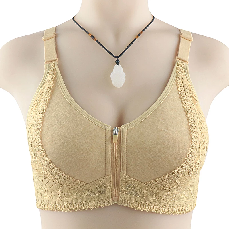 Biustonosz bralette koronka patchwork zapięcie z przodu duże rozmiary Niebieski