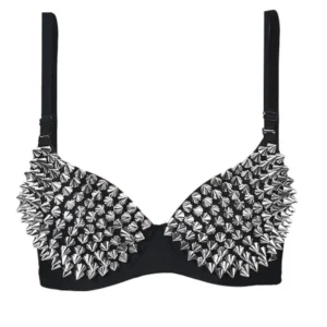 Biustonosz bralette w stylu steampunk z ćwiekami Beżowy