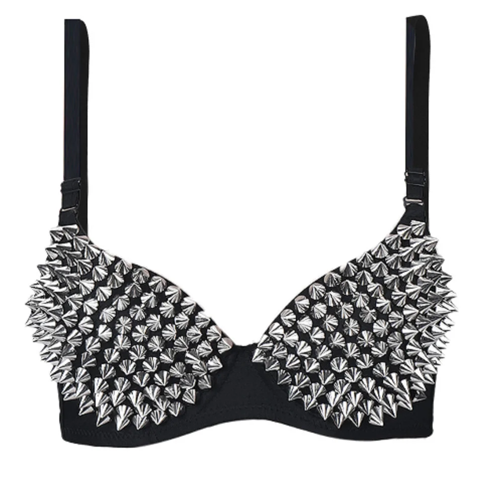 Biustonosz bralette w stylu steampunk z ćwiekami Beżowy